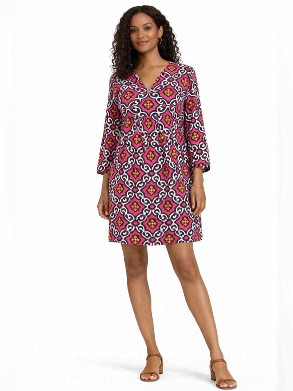 Buckhead Betties Geometric Print Dress | Pink & Orange | Preppy Chic